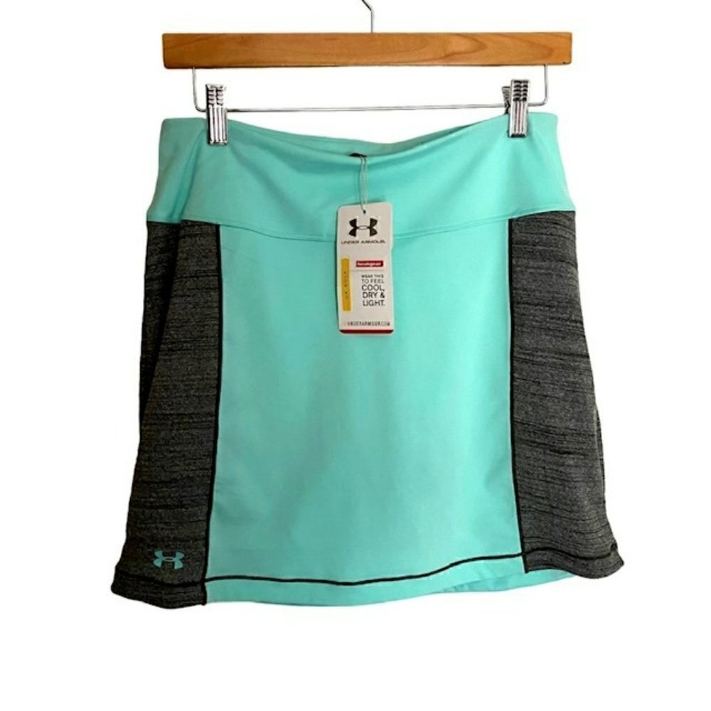 NWT Under Armour Heat Gear Semi Fitted Light Green & Grey Golf Skort Medium